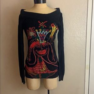Desigual Black Multicolored Image Sweater size XL